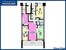 ヴェルデコート大蔵・東弐番館 3SLDKの間取図画像