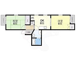 中村マンション 2DKの間取図画像