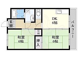 グリーンハウス浜 2DKの間取図画像