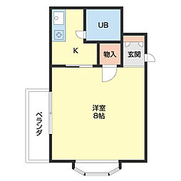 コーポホワイト名草 1階1Kの間取り