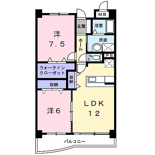 アズゥ－ル 402｜和歌山県和歌山市毛見(賃貸マンション2LDK・4階・61.03㎡)の写真 その2