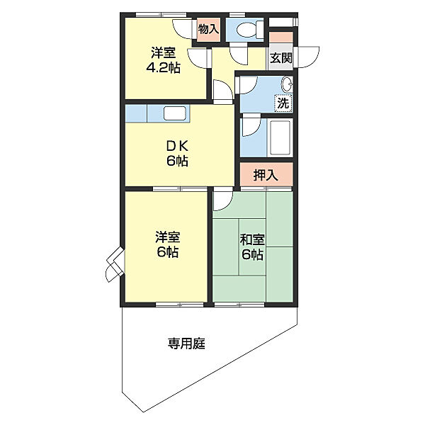 グリーンフルとまとI 105｜和歌山県和歌山市秋月(賃貸アパート3DK・1階・48.60㎡)の写真 その2