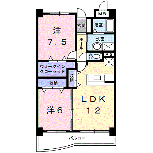 アズゥ－ル 105｜和歌山県和歌山市毛見(賃貸マンション2LDK・1階・61.68㎡)の写真 その2