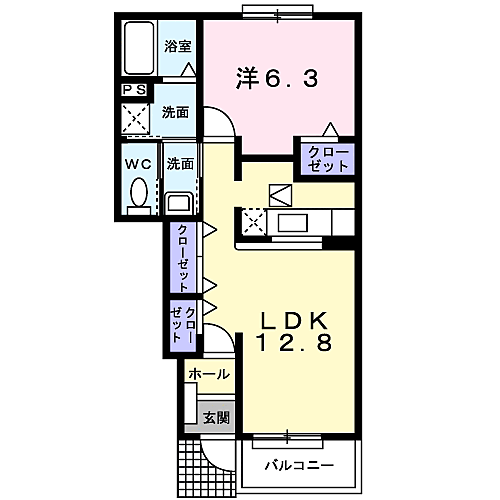 カーサ・フィオーレI 102｜和歌山県和歌山市弘西(賃貸アパート1LDK・1階・46.49㎡)の写真 その2