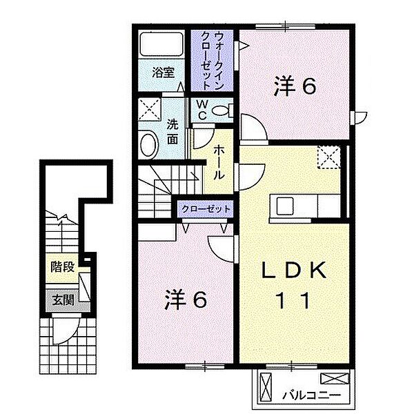 リエーヴルII 203｜和歌山県和歌山市布施屋(賃貸アパート2LDK・2階・58.41㎡)の写真 その2