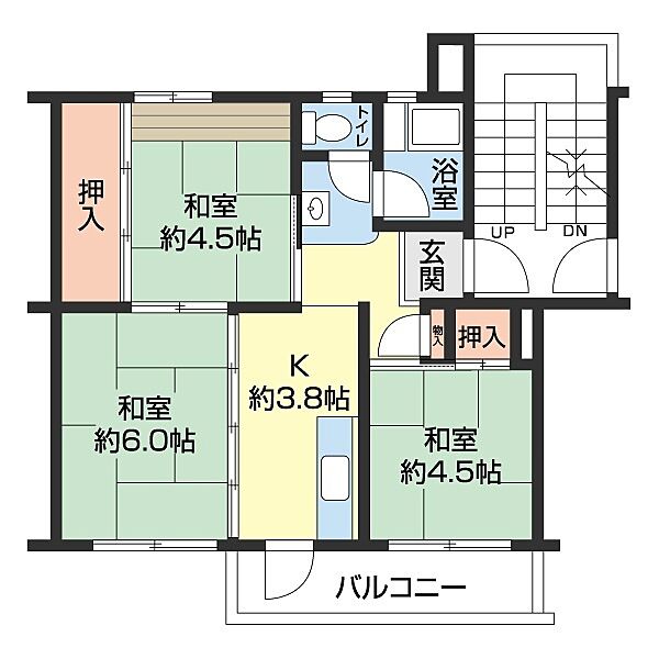 ビレッジハウス鳴滝5号棟 402｜和歌山県和歌山市園部(賃貸マンション3K・4階・42.97㎡)の写真 その2
