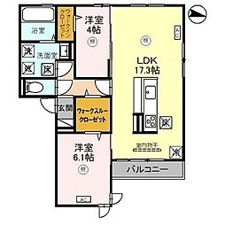 D-ROOM尾崎丁 2LDKの間取図画像