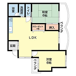 ハイツ二葉 302 3階2LDKの間取り