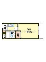 リバティーハイツ美園 1Kの間取図画像