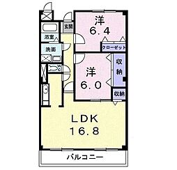 グランド・メール 2階2LDKの間取り
