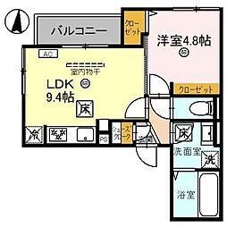 和歌山市黒田アパート 1LDKの間取図画像