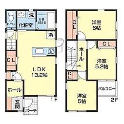 下中島1−1〜3Ｄ 1階3LDKの間取り