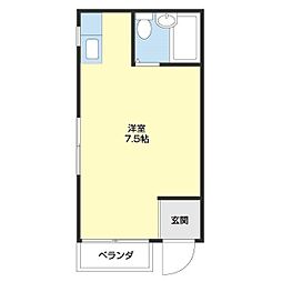 宮前シルクハイツ ワンルームの間取図画像
