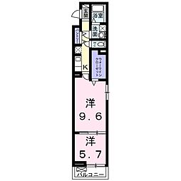 フォレスタ・和歌浦 2階1Kの間取り