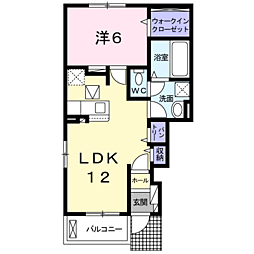 プロスペリタII 1階1LDKの間取り
