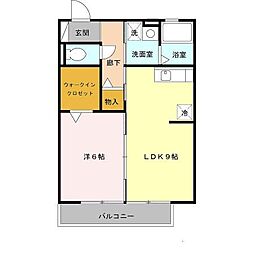 ＲＡＳＩＳ大海II 2階1LDKの間取り