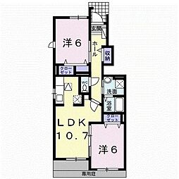 エテルノ・カーサ 1階2LDKの間取り