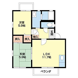 グラン・ファーム 2階2LDKの間取り