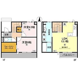 D-Luce納定(ディールーチェノウジョウ) 1階2LDKの間取り