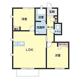 フローラル・アイII 1階2LDKの間取り