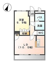 プレサスヒルズ 2階1LDKの間取り