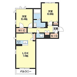 メゾンド・ベレオ 3階2LDKの間取り