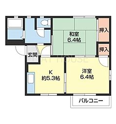 フレグランス今吉 2階2Kの間取り