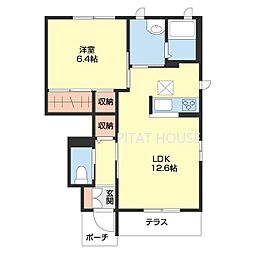 シャーメゾンアドヴァンス 1階1LDKの間取り