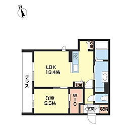 ベレオ昭和通り 1階1LDKの間取り