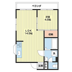 エジスポール 1LDKの間取図画像