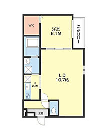フジパレス市駅東イースト 1階1LDKの間取り