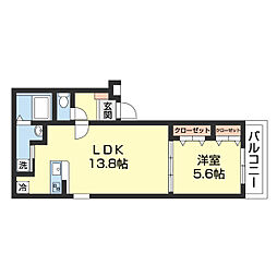 フジパレス市駅東イースト 1階1LDKの間取り