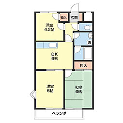 グリーンフルとまとI 2階3DKの間取り