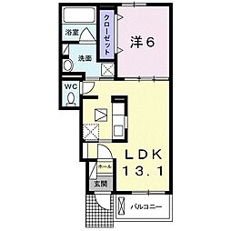 Ｂｅｌｌｅ　Ｃｒｅｓｔ　II 1階1LDKの間取り
