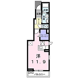 ディンプル　アリモト 1階ワンルームの間取り