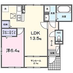 サンリットII (和歌山市内原) 1LDKの間取図画像