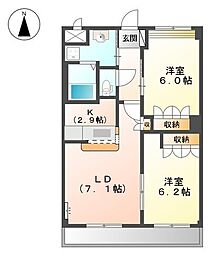 プランドールM&N 2LDKの間取図画像