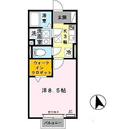 ソレアードi 1Kの間取図画像