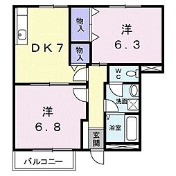 フリーデ・ヴァルト 2DKの間取図画像