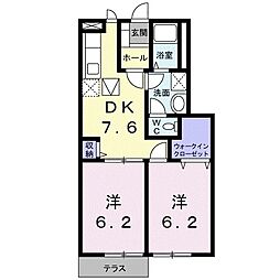 サンセール神前 2DKの間取図画像