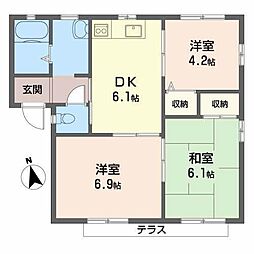 ディアス山茂 3DKの間取図画像