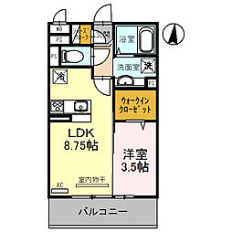 サンライズ湊2 1LDKの間取図画像