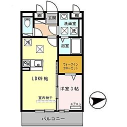 ソワサントゥヴァレ 1LDKの間取図画像