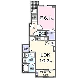 フロレゾンC 1LDKの間取図画像