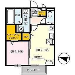 フェリーチェ小雑賀A棟 1DKの間取図画像
