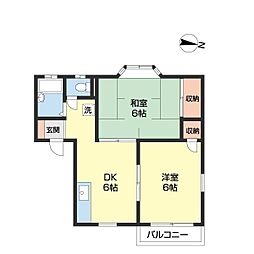 コーポラス松尾A 2DKの間取図画像