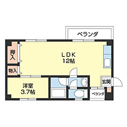 ハイツミレニアム21 1LDKの間取図画像