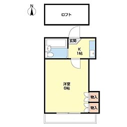 PiPiハウス有本 1Kの間取図画像