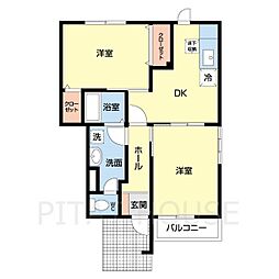 プレンティー2 2DKの間取図画像