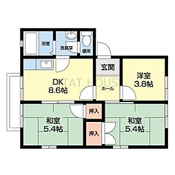 ディアス寿里 3DKの間取図画像